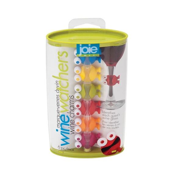 Joie MS Frog Wine Watchers Wine Charms 6 Different Silicone Colors NEW - Picture 2 of 9